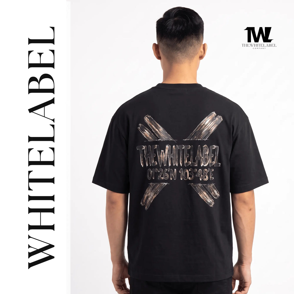 THEWHITELABEL CS17 COORDINATIONS 300GSM Oversized Unisex T-Shirt in Black Color THEWHITELABEL