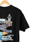 THEWHITELABEL SG07 Changi Airport Logo 300Gsm Oversize Unisex T-shirt in Black and White Color - TheWhiteLabel