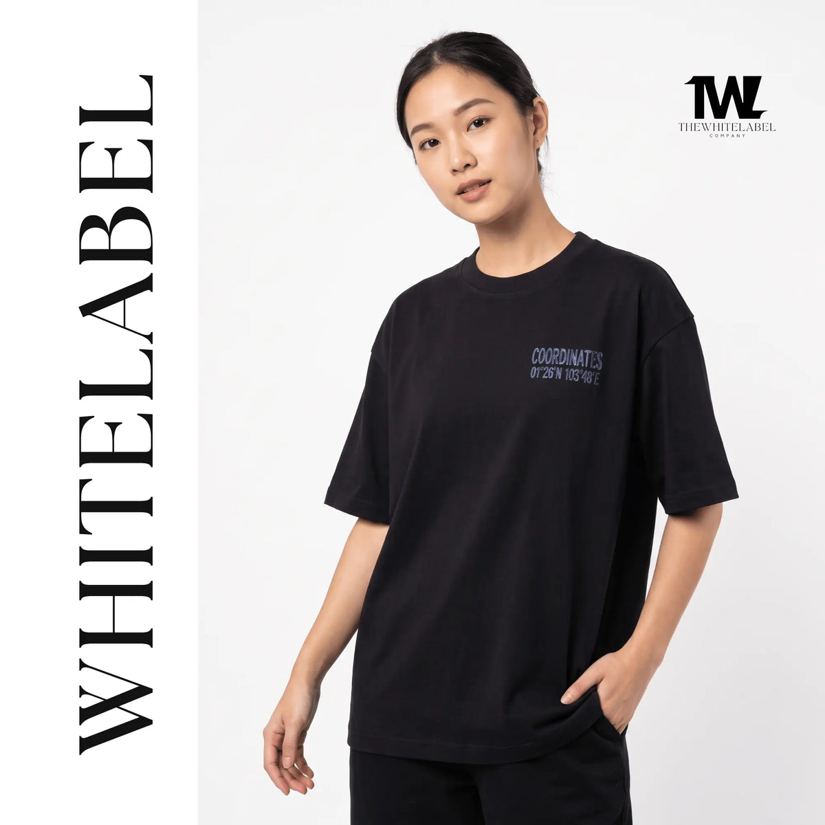 THEWHITELABEL CS17 COORDINATIONS 300GSM Oversized Unisex T-Shirt in Black Color THEWHITELABEL