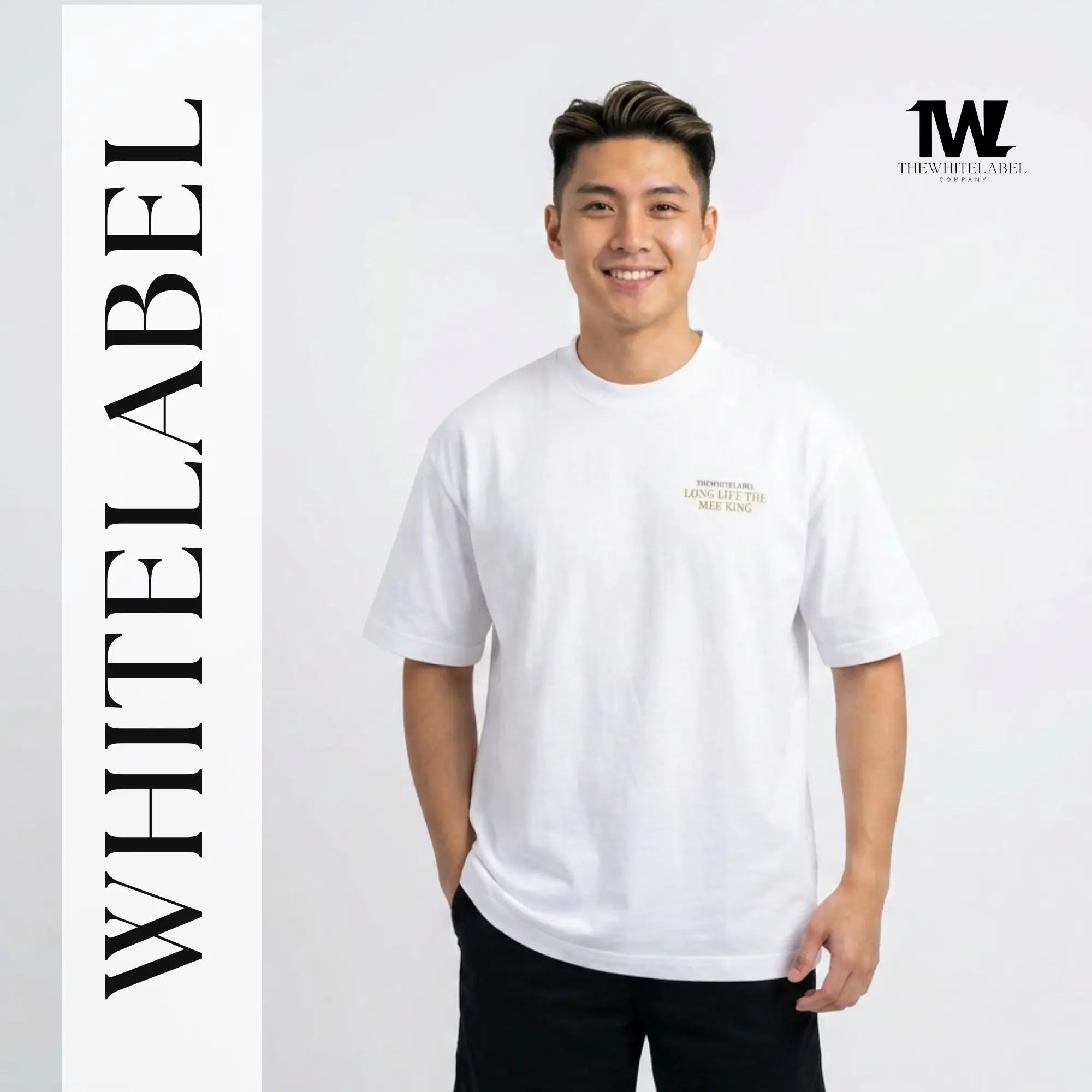 THEWHITELABEL CS07 Hokkien Mee 300Gsm Oversize Unisex T-shirt in Black and White Color THEWHITELABEL