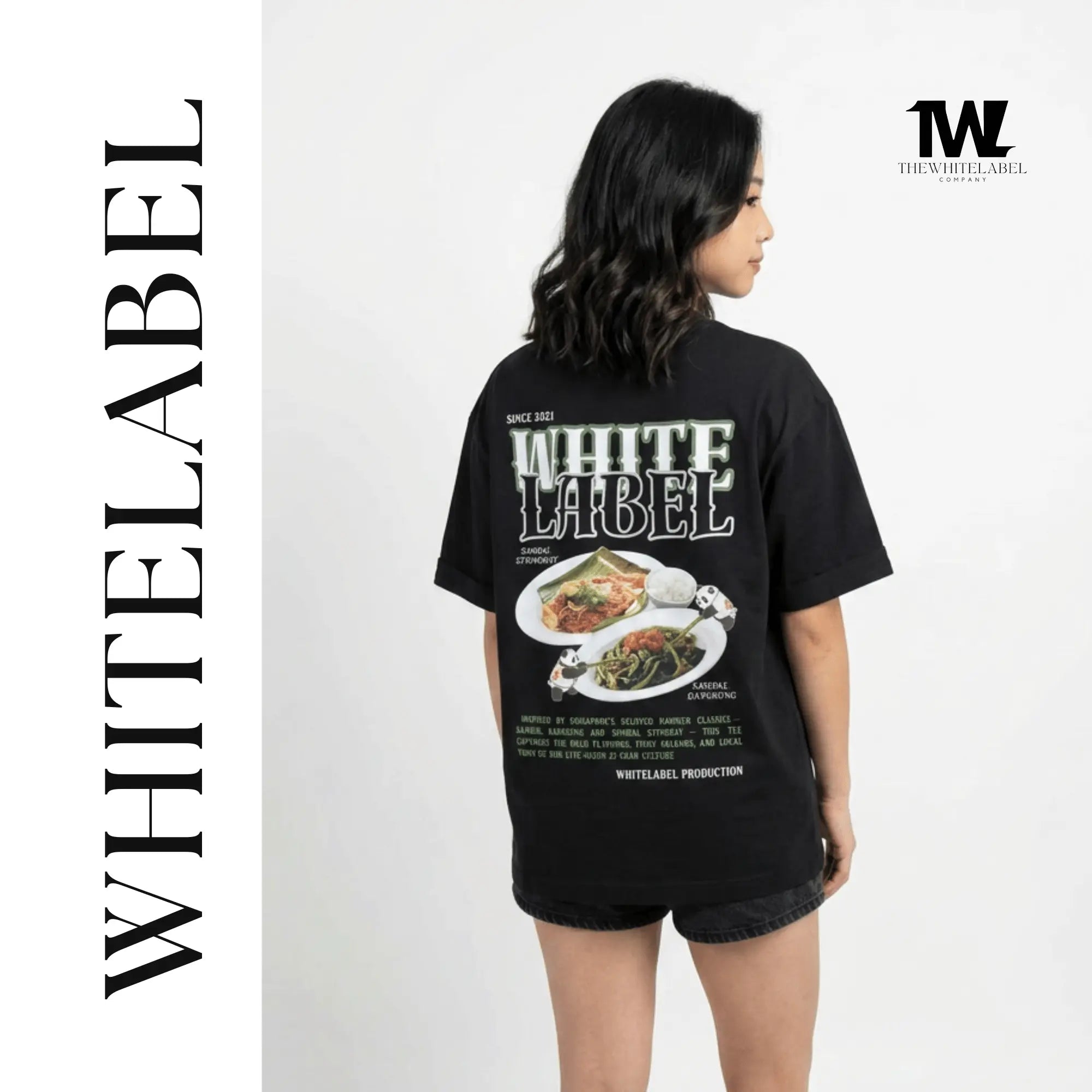 THEWHITELABEL CS11 SAMBAL STINGRAY AND KANGKONG 300Gsm Oversize Unisex T-shirt in Black and Beige Color THEWHITELABEL