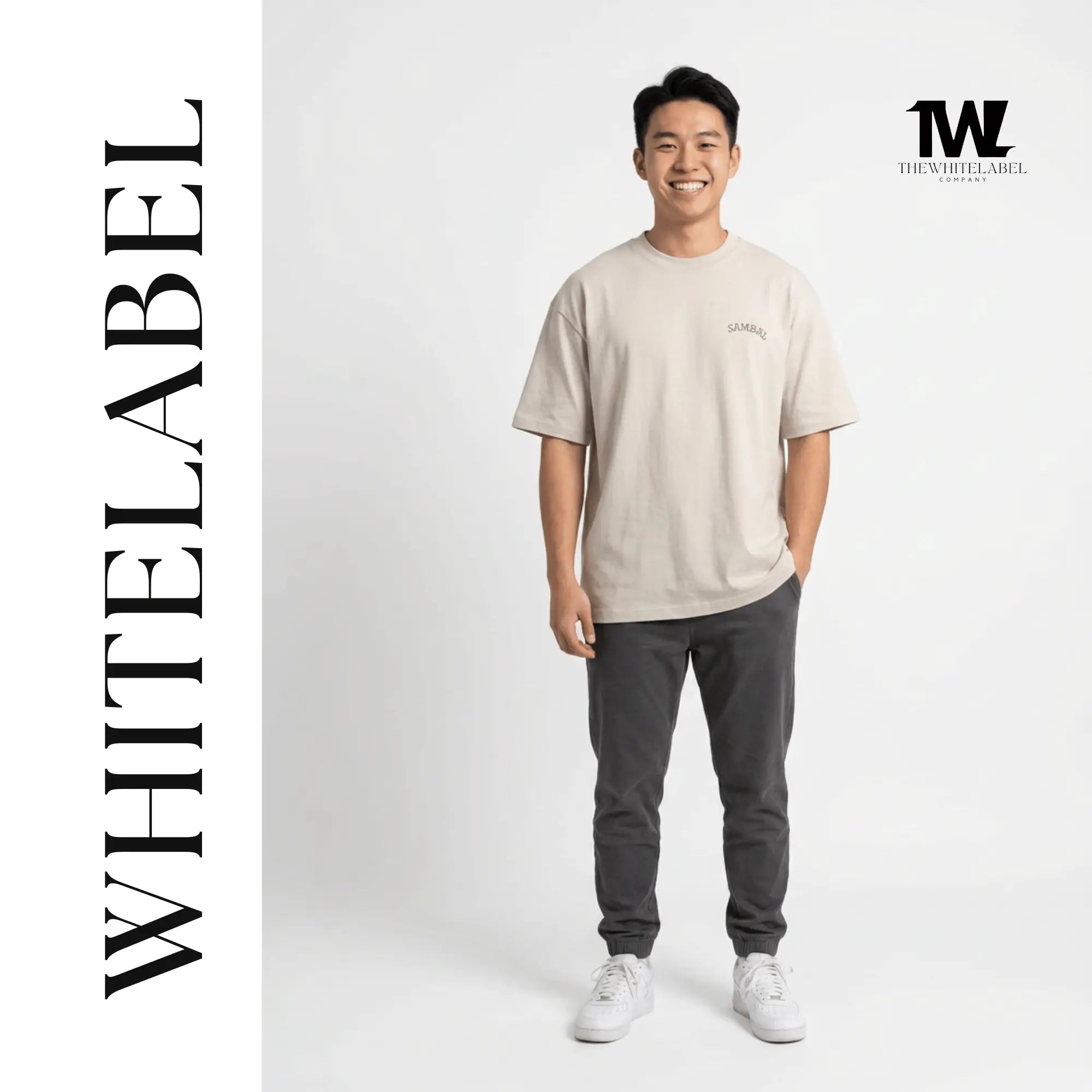 THEWHITELABEL CS11 SAMBAL STINGRAY AND KANGKONG 300Gsm Oversize Unisex T-shirt in Black and Beige Color THEWHITELABEL