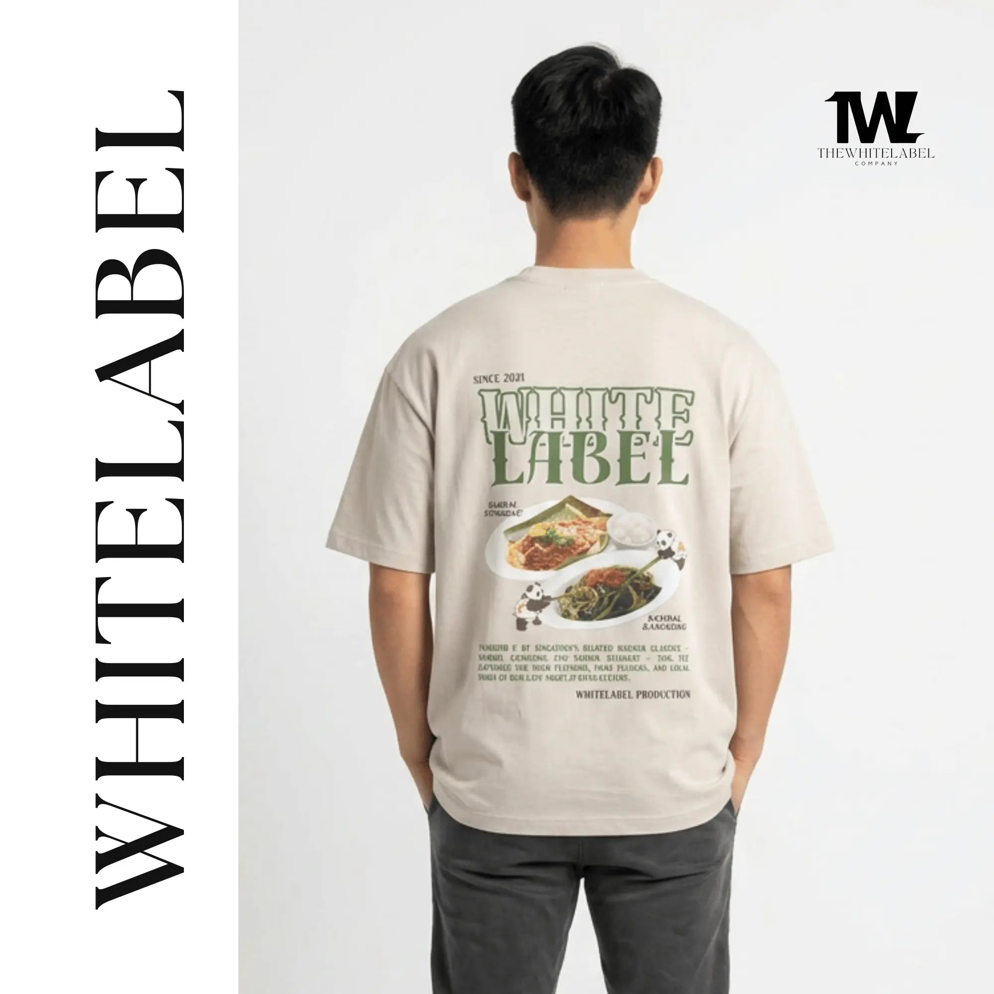 THEWHITELABEL CS11 SAMBAL STINGRAY AND KANGKONG 300Gsm Oversize Unisex T-shirt in Black and Beige Color THEWHITELABEL
