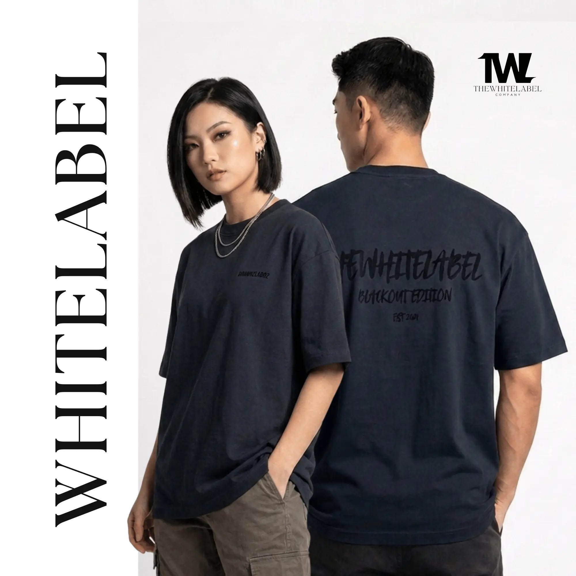 THEWHITELABEL CS16 Blackout Edition 300GSM Oversize Unisex T-shirt in Black