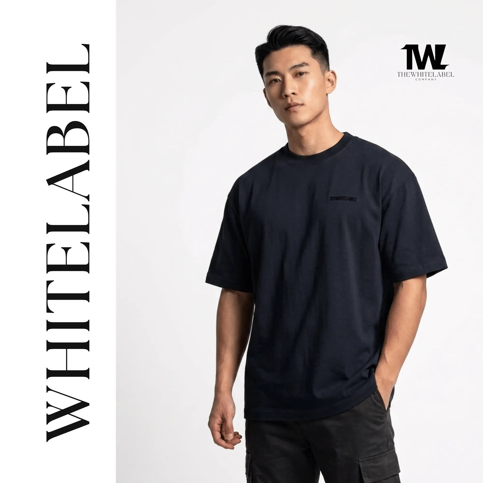 THEWHITELABEL CS16 Blackout Edition 300GSM Oversize Unisex T-shirt in Black