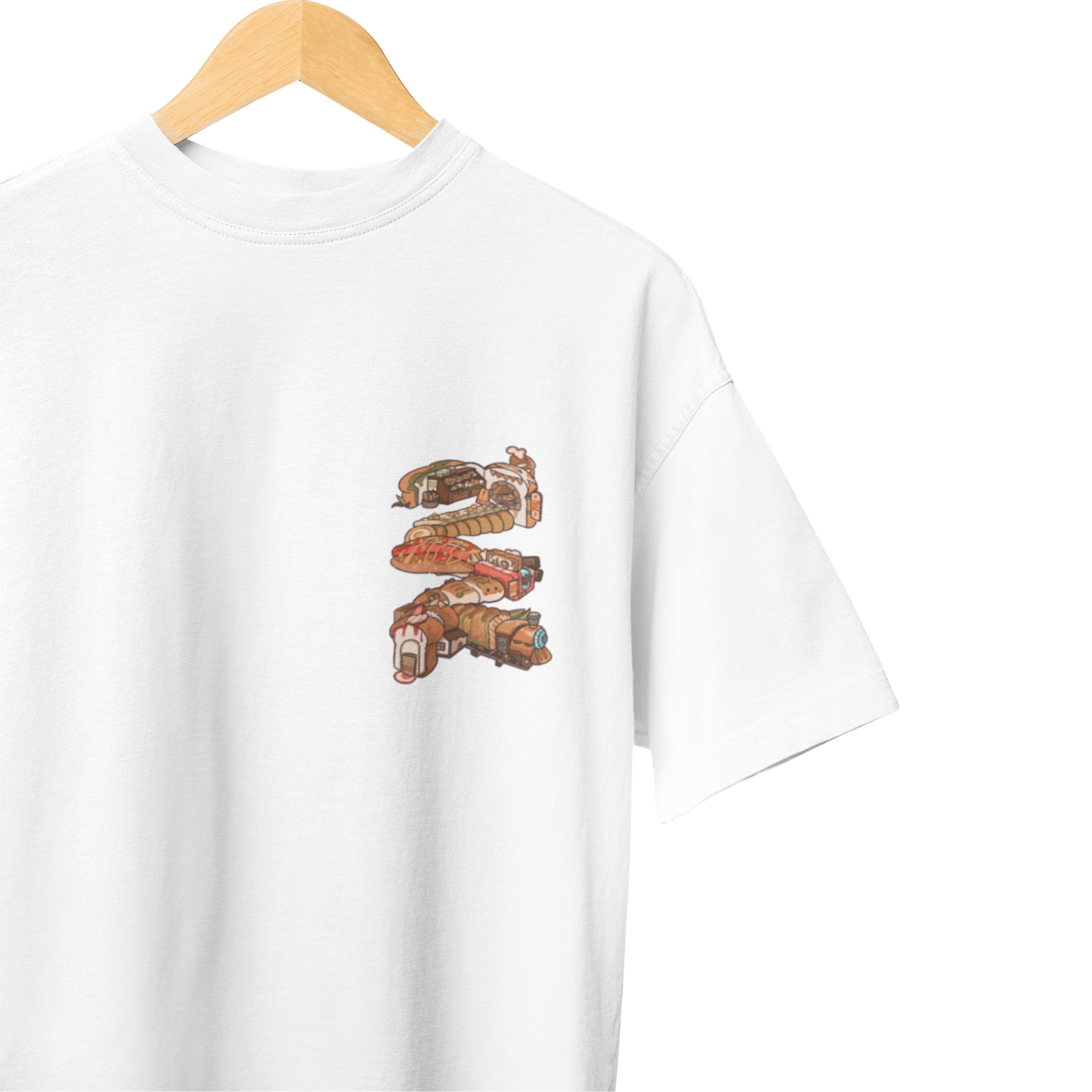 THEWHITELABEL SG08 TWL Bakery Logo 300Gsm Oversize Unisex T-shirt in Black and White Color - TheWhiteLabel