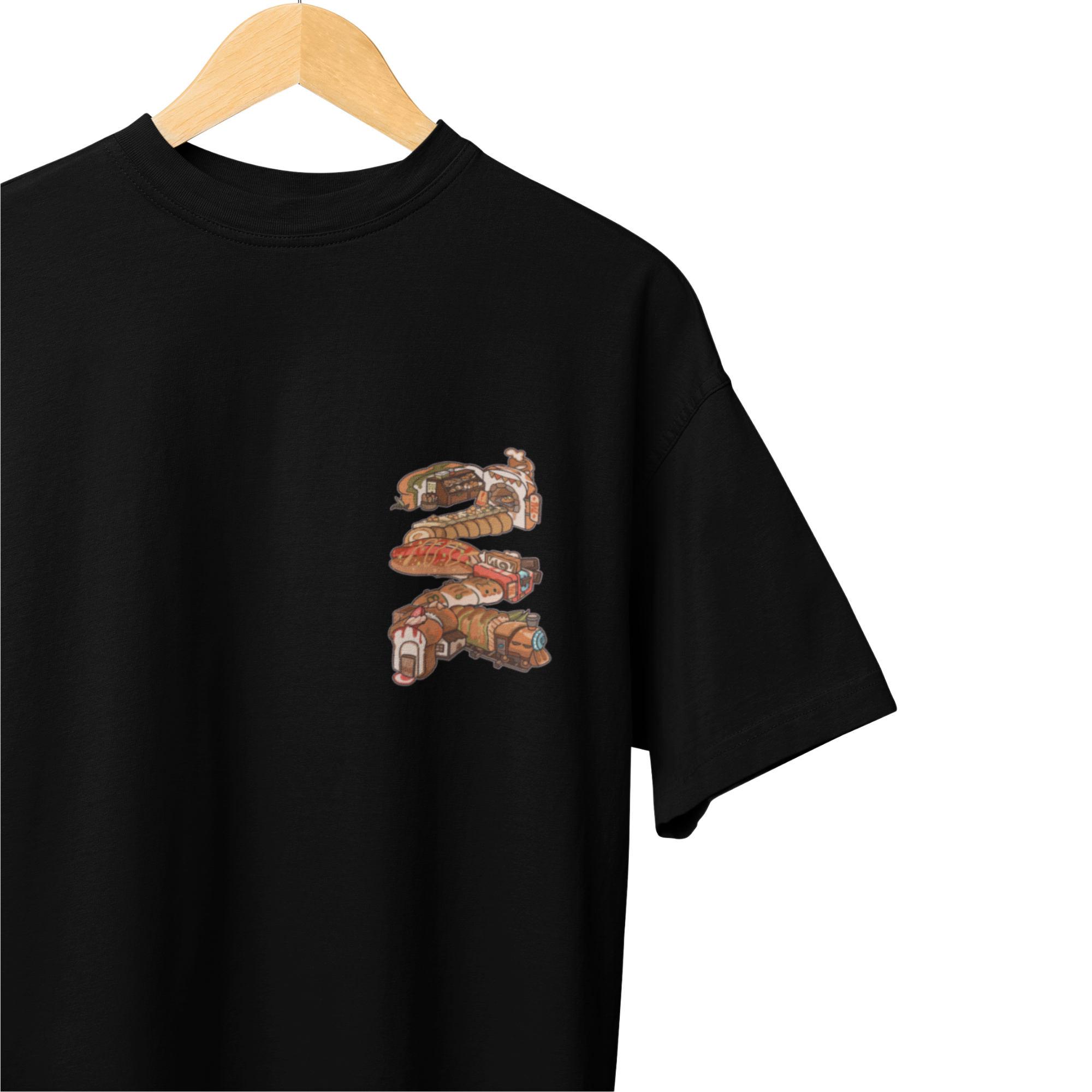 THEWHITELABEL SG08 TWL Bakery Logo 300Gsm Oversize Unisex T-shirt in Black and White Color - TheWhiteLabel