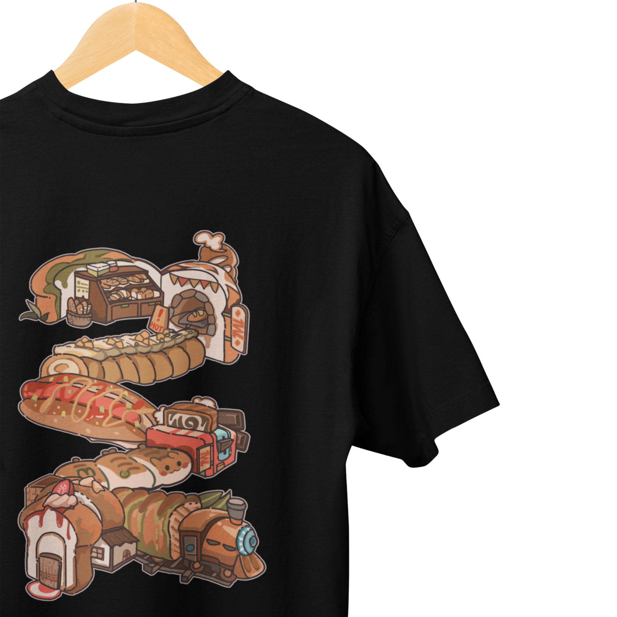THEWHITELABEL SG08 TWL Bakery Logo 300Gsm Oversize Unisex T-shirt in Black and White Color - TheWhiteLabel
