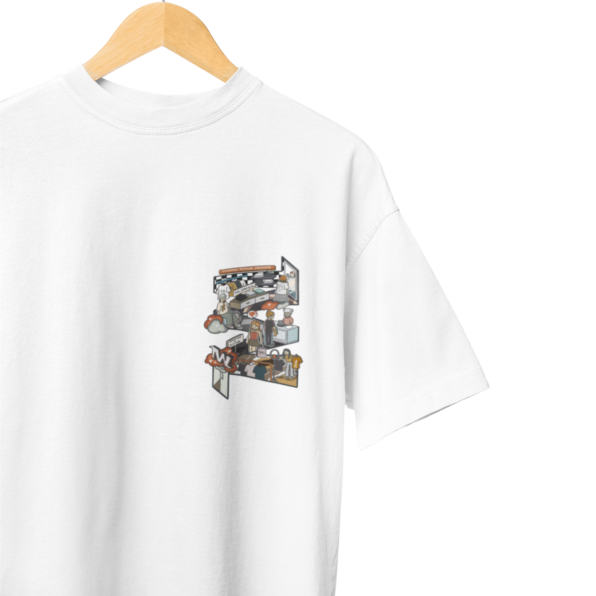 THEWHITELABEL SG09 TWLshop Logo 300Gsm Oversize Unisex T-shirt in Black and White Color - TheWhiteLabel