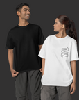 THEWHITELABEL SG00 Signature Logo 300Gsm Oversize Unisex T-shirt in Black and White Color - TheWhiteLabel