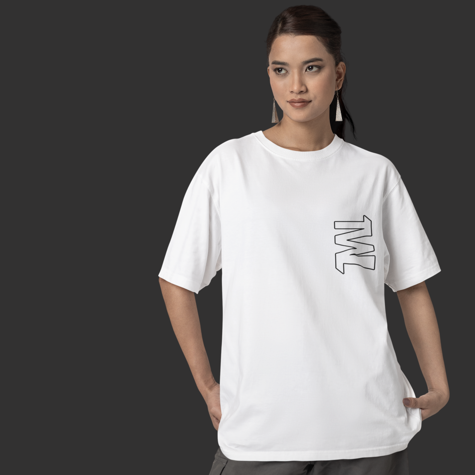 THEWHITELABEL SG00 Signature Logo 300Gsm Oversize Unisex T-shirt in Black and White Color - TheWhiteLabel
