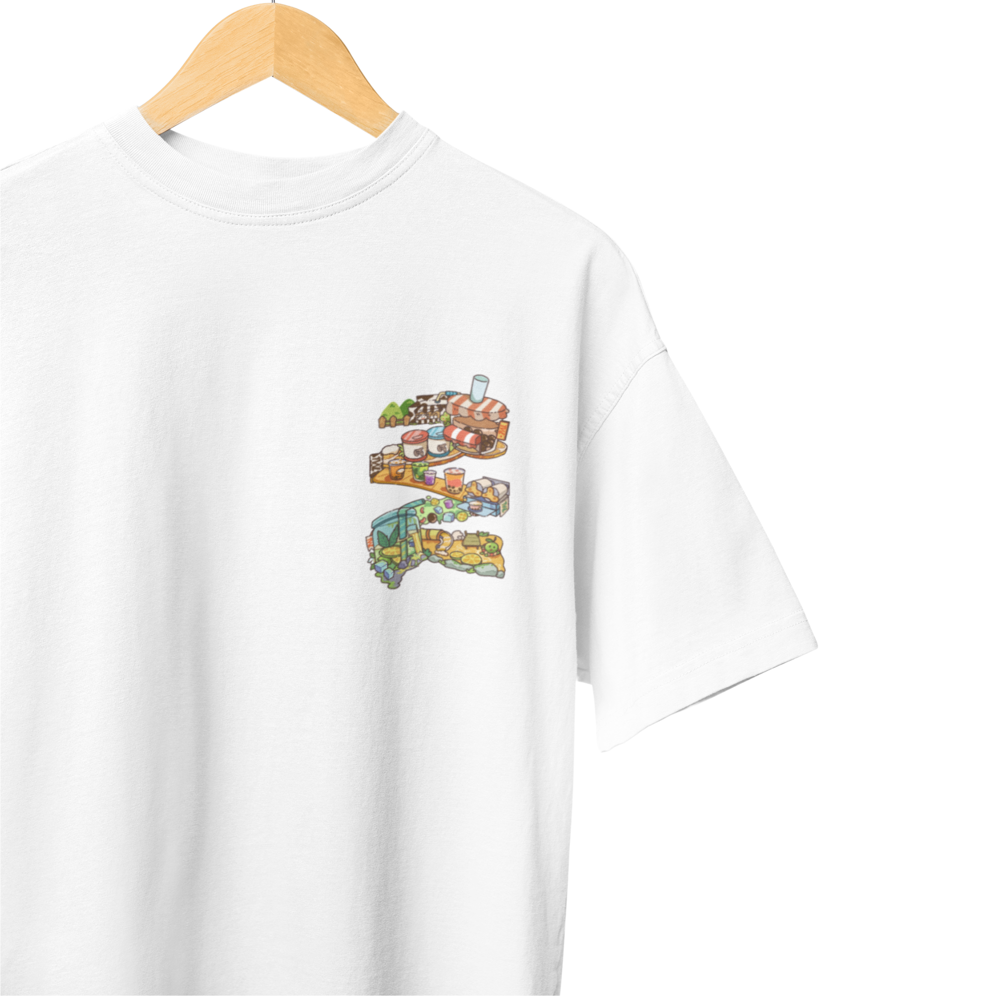 THEWHITELABEL SG10 Bubbletea Logo 300Gsm Oversize Unisex T-shirt in Black and White Color - TheWhiteLabel