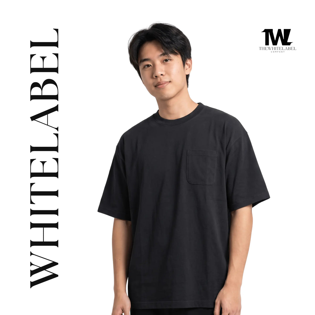 PLAIN BLACK OVERSIZE POCKET TEE - SEASONAL ITEM - NO RESTOCK THEWHITELABEL