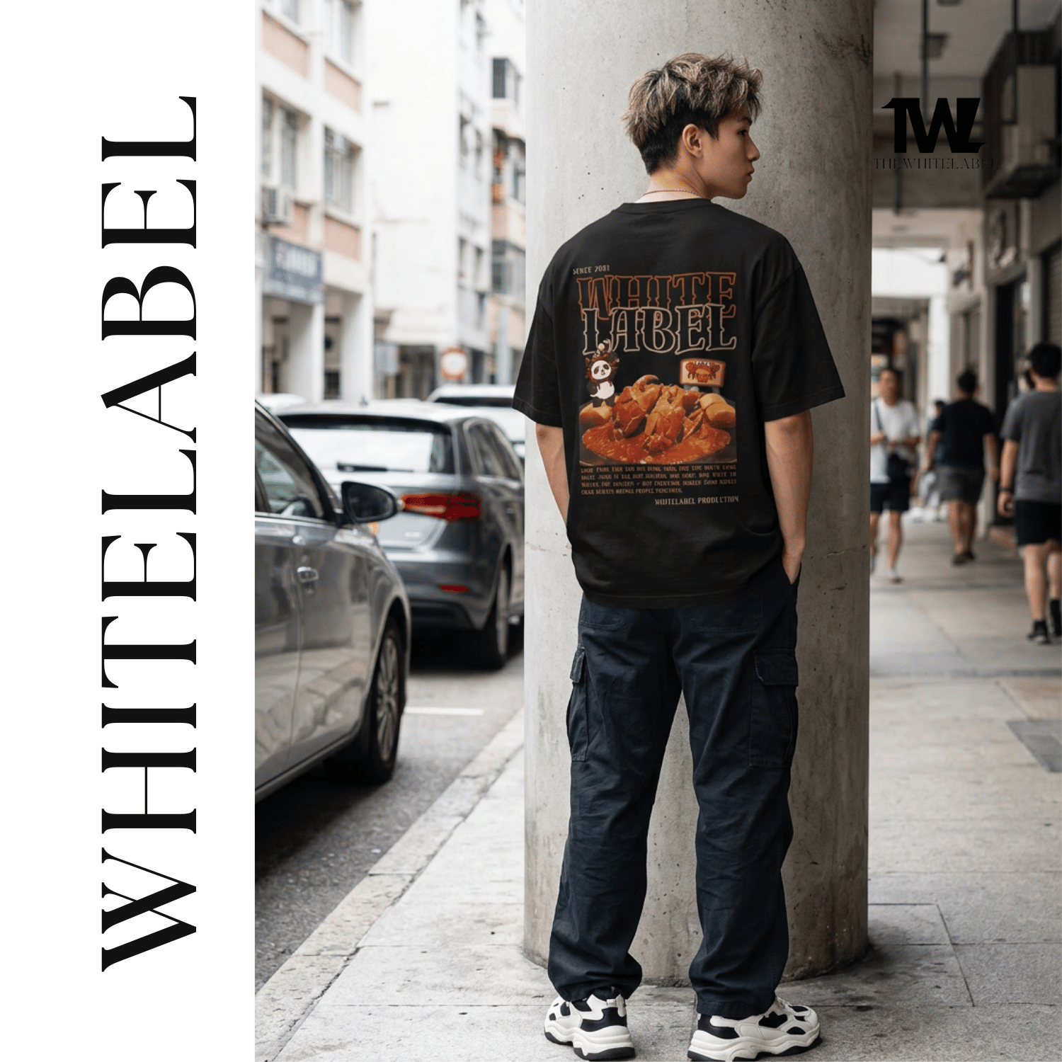 THEWHITELABEL CS10 CHILLI CRAB 300Gsm Oversize Unisex T-shirt in Black and White Color - TheWhiteLabel