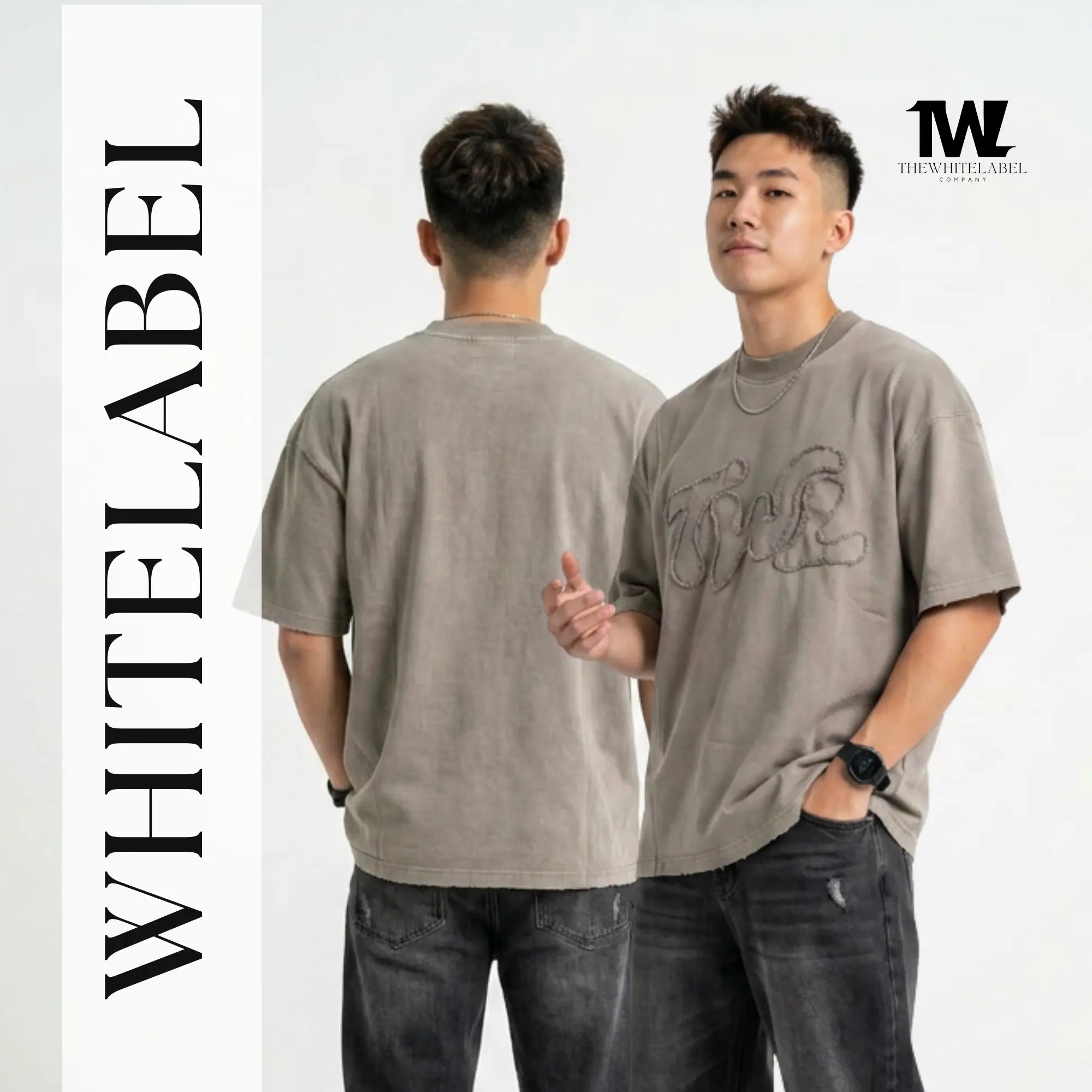 THEWHITELABEL AP02 Frayed Logo Tee Oversized Unisex T-Shirt in Acid Brown Colour THEWHITELABEL