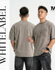 THEWHITELABEL AP02 Frayed Logo Tee Oversized Unisex T-Shirt in Acid Brown Colour THEWHITELABEL