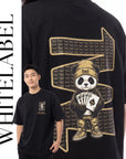THEWHITELABEL SG24 POKER PANDA ROYALE 300Gsm Oversize Unisex T-shirt in Black Color THEWHITELABEL