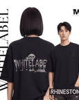 THEWHITELABEL CS21 DRIPPING RHINESTONE 300GSM Oversized Unisex T-Shirt in Black Color THEWHITELABEL