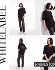 THEWHITELABEL CS21 DRIPPING RHINESTONE 300GSM Oversized Unisex T-Shirt in Black Color THEWHITELABEL