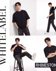 THEWHITELABEL CS21 DRIPPING RHINESTONE 300GSM Oversized Unisex T-Shirt in Black Color THEWHITELABEL