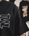 THEWHITELABEL SG00 Signature Logo 300Gsm Oversize Unisex T-shirt in Black and White Color