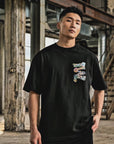 THEWHITELABEL SG07 Changi Airport Logo 300Gsm Oversize Unisex T-shirt in Black and White Color